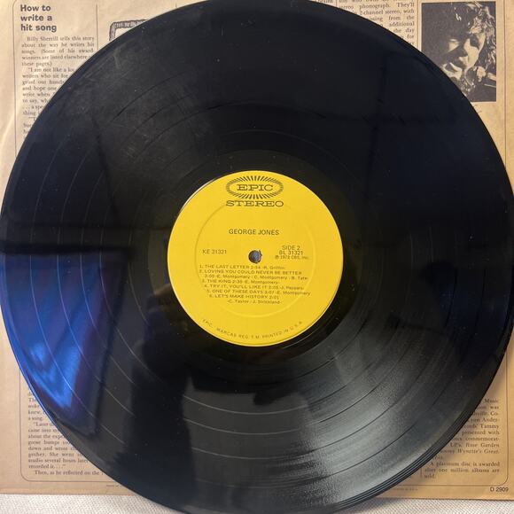 George Jones PROMO Self Titled LP KE31321- COUNTRY VG+ ULTRASONIC CLEAN - Picture 8 of 10